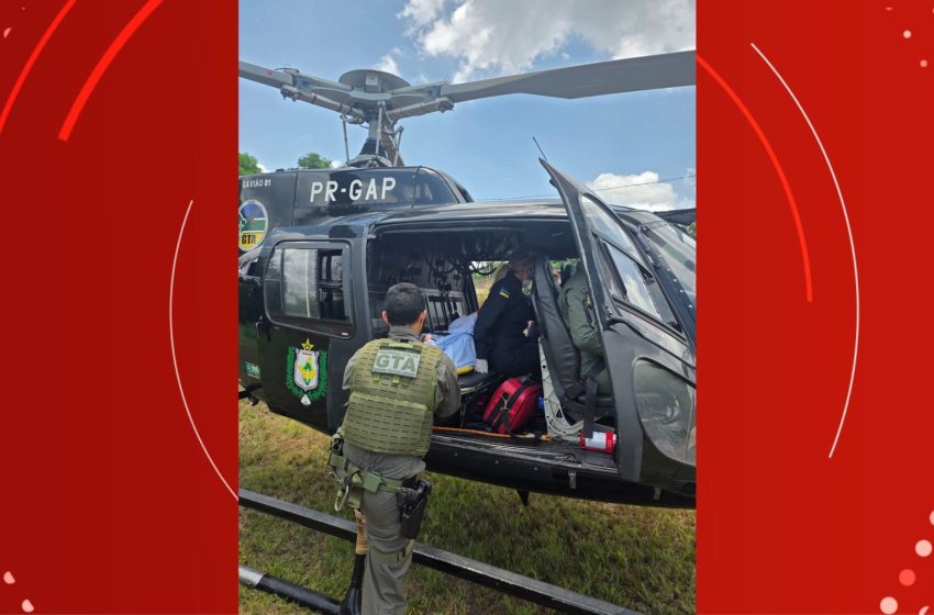  Helicóptero do GTA resgata homem ferido em acidente de carro no Sul do Amapá