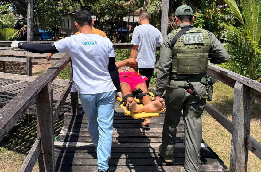  Trabalhador rural é socorrido pelo GTA após acidente com tronco de árvore no Amapá